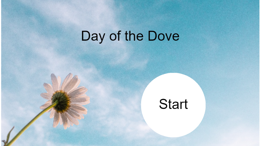 An image of my first project. It includes the sun shining on a daisy, and a start button to the right